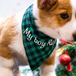 Bandana pour chien brodé personnalisé Bandana pour animaux de compagnie Lattice Polka Dot