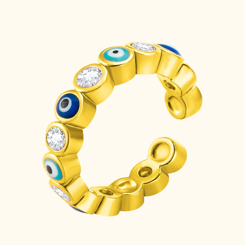 Personalisierter Evil Eye Lucky Amulett Schutzring Geburtsstein