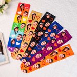 Chaussettes Unisexes et Multicolores avec Coeur Personnalisées avec Visage de Couple Cadeau d'Anniversaire St Valentin pour Couple