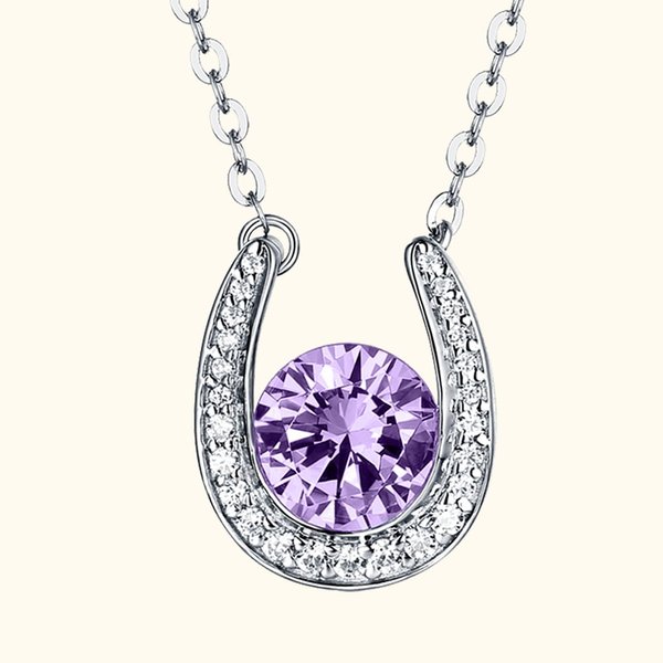 February Birthstone Horseshoe Necklace
