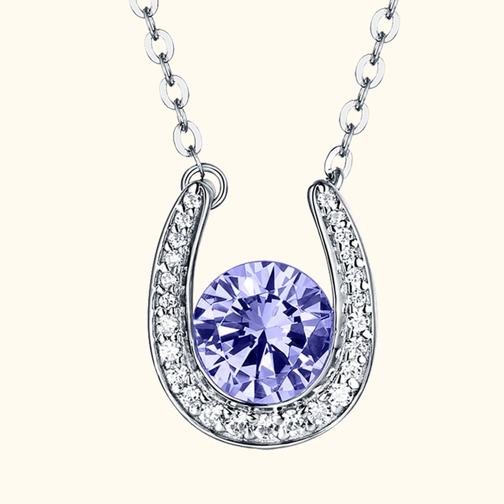 March Birthstone Horseshoe Necklace