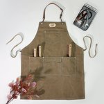 Tablier d'Atelier en Toile Personnalisé avec Texte et Logo Tablier avec Poches et Lanière en Cuir Cadeau d'Anniversaire pour Homme