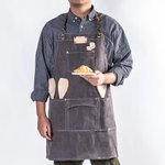 Tablier d'Atelier en Toile Personnalisé avec Texte et Logo Tablier avec Poches et Lanière en Cuir Cadeau d'Anniversaire pour Homme