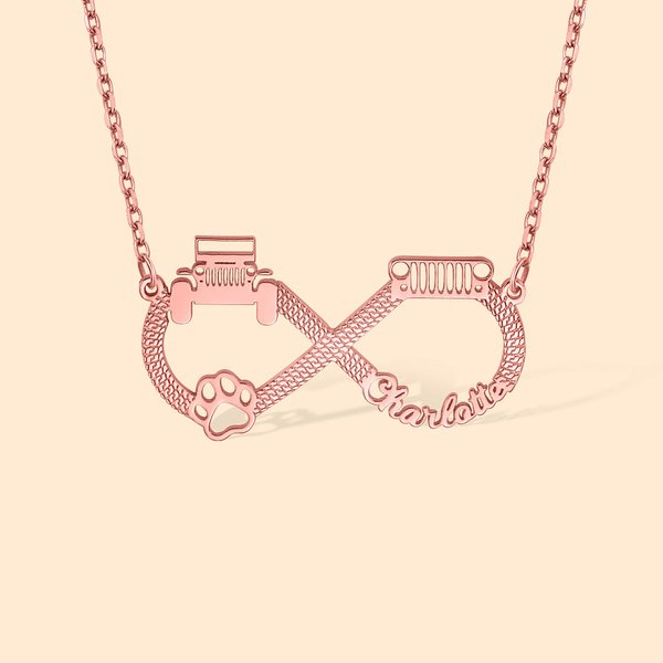 Collar personalizado Jeep & Paw Print Infinity con nombre para perro Jeep Car Lover