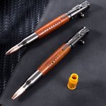 Stylo à Bille à Bouton Poussoir Rechargeable Personnalisé avec Texte Gravé Stylo en Bois Lisse Cadeau d'Anniversaire pour Homme Amateur d'Arme