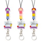 Cordón personalizado con cuentas arco iris Portacredenciales de profesor