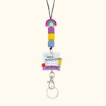 Cordón personalizado con cuentas arco iris Portacredenciales de profesor