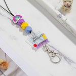 Cordón personalizado con cuentas arco iris Portacredenciales de profesor