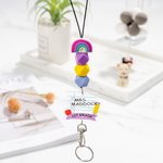 Cordón personalizado con cuentas arco iris Portacredenciales de profesor