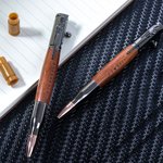 Stylo à Bille à Bouton Poussoir Rechargeable Personnalisé avec Texte Gravé Stylo en Bois Lisse Cadeau d'Anniversaire pour Homme Amateur d'Arme
