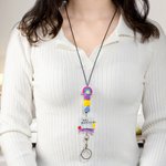 Cordón personalizado con cuentas arco iris Portacredenciales de profesor