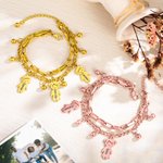Bracelet à Double Couche Personnalisé avec Nom sur Breloque Cadeau d'Anniversaire pour la Famille ou les Amis