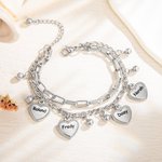 Bracelet à Double Couche Personnalisé avec Nom sur Breloque Cadeau d'Anniversaire pour la Famille ou les Amis