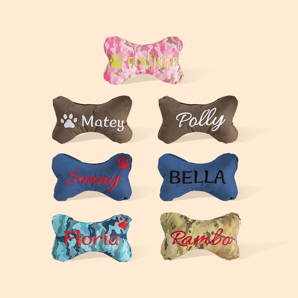 Jouet Oreiller en Forme d'Os Personnalisé avec Nom et Patte Brodés pour Chien Cadeau Anniversaire Noël pour Propriétaire Amoureux de Chien
