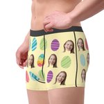 Caleçon Motif Oeuf de Pâques Personnalisé avec Photo de Visage Amusant Cadeau Anniversaire Pâques pour Homme Copin