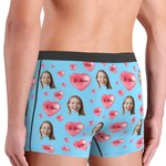 Personalisierte Mehrfarbige „Be Mine“ Herz Boxershorts mit Porträt Atmungsaktive Herrenunterwäsche Valentinstag Geburtstag Geschenk für Herren