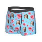Personalisierte Mehrfarbige „Be Mine“ Herz Boxershorts mit Porträt Atmungsaktive Herrenunterwäsche Valentinstag Geburtstag Geschenk für Herren
