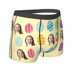 Caleçon Motif Oeuf de Pâques Personnalisé avec Photo de Visage Amusant Cadeau Anniversaire Pâques pour Homme Copin