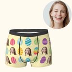 Caleçon Motif Oeuf de Pâques Personnalisé avec Photo de Visage Amusant Cadeau Anniversaire Pâques pour Homme Copin