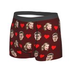 Caleçon Motif Cœur d'Amour Sous-Vêtement Personnalisé avec Photos de Visages Drôles Cadeau d'Anniversaire Saint-Valentin pour Lui