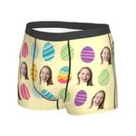 Caleçon Motif Oeuf de Pâques Personnalisé avec Photo de Visage Amusant Cadeau Anniversaire Pâques pour Homme Copin