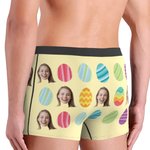 Caleçon Motif Oeuf de Pâques Personnalisé avec Photo de Visage Amusant Cadeau Anniversaire Pâques pour Homme Copin