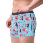 Personalisierte Mehrfarbige „Be Mine“ Herz Boxershorts mit Porträt Atmungsaktive Herrenunterwäsche Valentinstag Geburtstag Geschenk für Herren