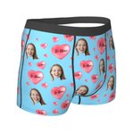 Personalisierte Mehrfarbige „Be Mine“ Herz Boxershorts mit Porträt Atmungsaktive Herrenunterwäsche Valentinstag Geburtstag Geschenk für Herren