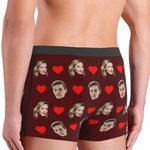 Caleçon Motif Cœur d'Amour Sous-Vêtement Personnalisé avec Photos de Visages Drôles Cadeau d'Anniversaire Saint-Valentin pour Lui