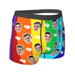 Personalised Funny Rainbow Face Boxers Briefs Underwear with Hearts Valentine's Day Gift for Men