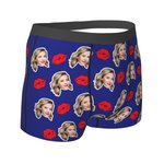 Personalisierte Lustige Gesichtsfoto Boxershorts mit Rotem Lippenabdruck Herrenunterwäsche Valentinstag Jahrestag Geschenk für Herren