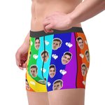 Personalised Funny Rainbow Face Boxers Briefs Underwear with Hearts Valentine's Day Gift for Men