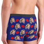 Personalisierte Lustige Gesichtsfoto Boxershorts mit Rotem Lippenabdruck Herrenunterwäsche Valentinstag Jahrestag Geschenk für Herren