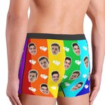 Personalised Funny Rainbow Face Boxers Briefs Underwear with Hearts Valentine's Day Gift for Men