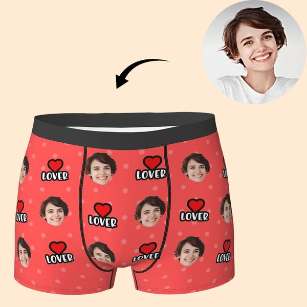 Boxer da uomo personalizzati con faccia buffa dell'amante
