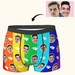 Personalised Funny Rainbow Face Boxers Briefs Underwear with Hearts Valentine's Day Gift for Men
