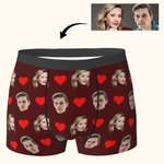 Boxer personalizzato con faccia di coppia e cuore d'amore Regalo di San Valentino per uomini