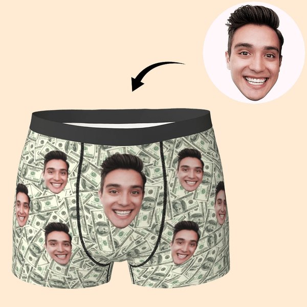 Boxer da uomo personalizzati con faccia divertente e Bucks, regalo per lui