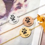 Pulsera personalizada con colgante redondo de pata de perro