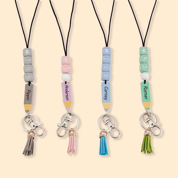 Personalised Coloured Pencil Lanyard Teacher Lanyard