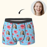 Gepersonaliseerde Grappig Gezicht Boxerslip met Roze Hart