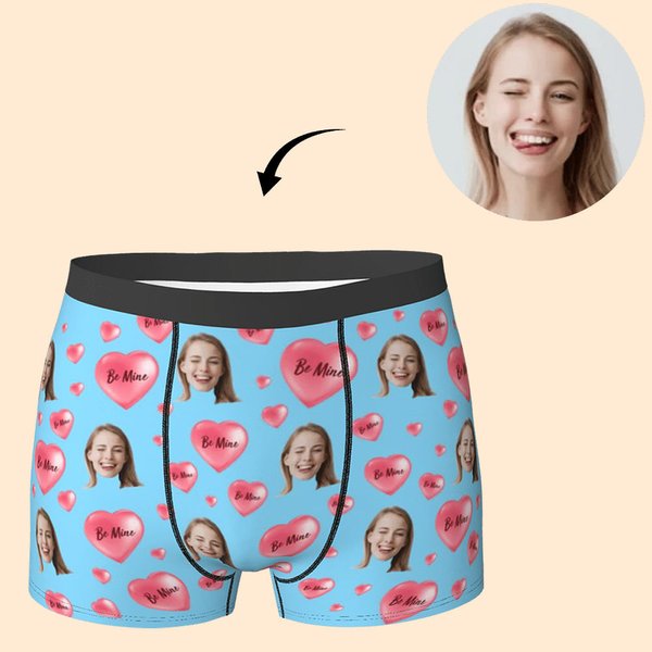 Boxer personalizzati con faccia divertente e cuore rosa