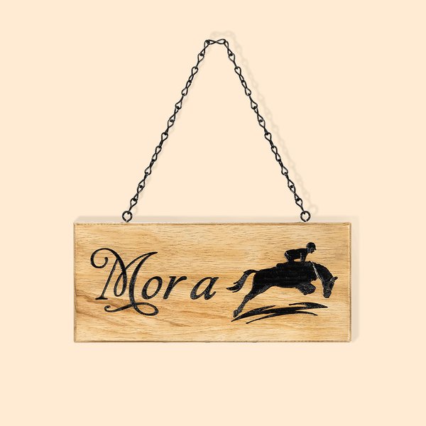 Personalised Laser Engraved Wooden Name Plate with Horse