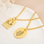 Custom Meervoudige Geboortebloem Rond & Vierkant Tekst Ketting