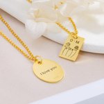 Custom Meervoudige Geboortebloem Rond & Vierkant Tekst Ketting