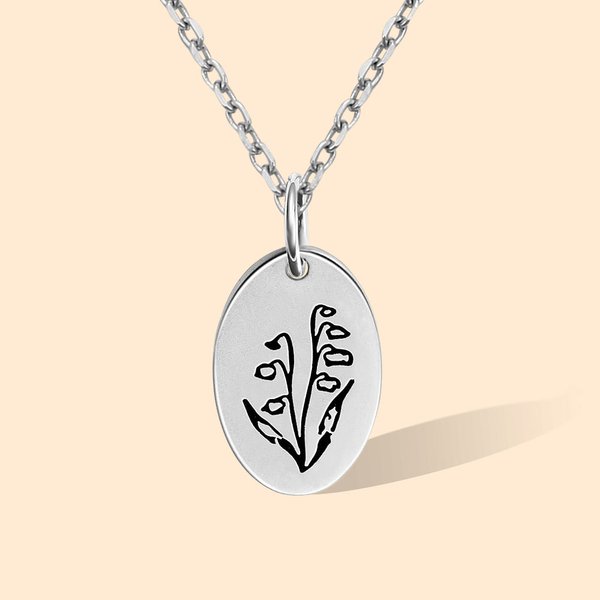 Collana personalizzata con testo rotondo e quadrato con più fiori di nascita