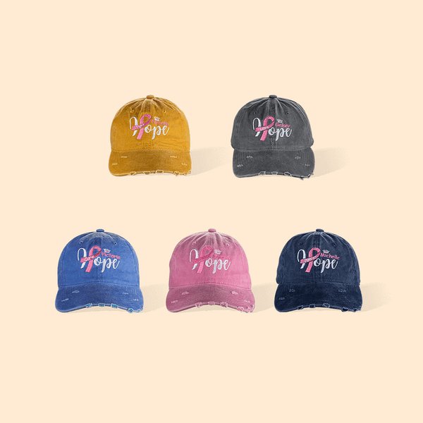 Cappello personalizzato a tema cancro al seno con ricamo HOPE + nome