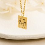 Custom Meervoudige Geboortebloem Rond & Vierkant Tekst Ketting