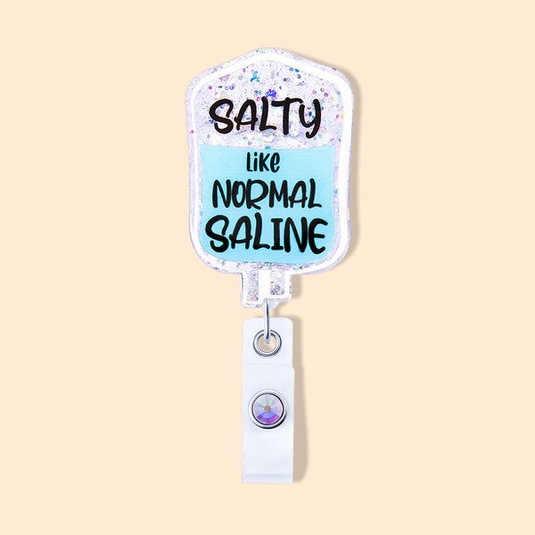 Custom Glitter IV Bag Nurse Badge Reel