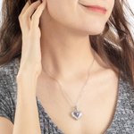 Personalized Love Heart in Your Hands Birthstone Necklace with Engraved Name Anniversary Birthday Gift for Women